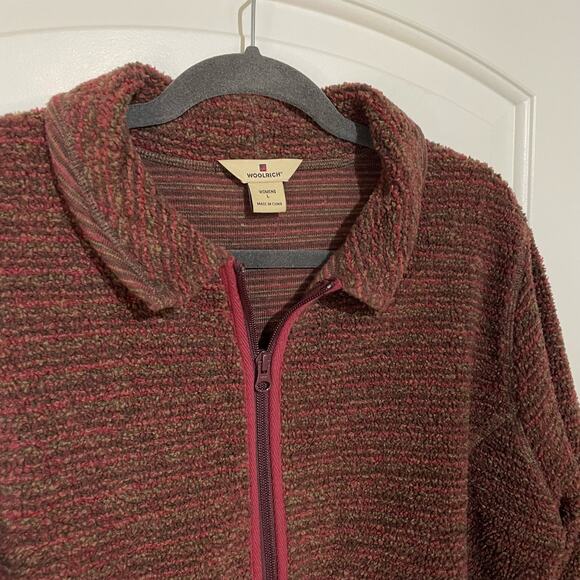 Vintage Woolrich Black Cherry Womens Red Full Zip Jacket Large Gorpcore hiking - Picture 4 of 11